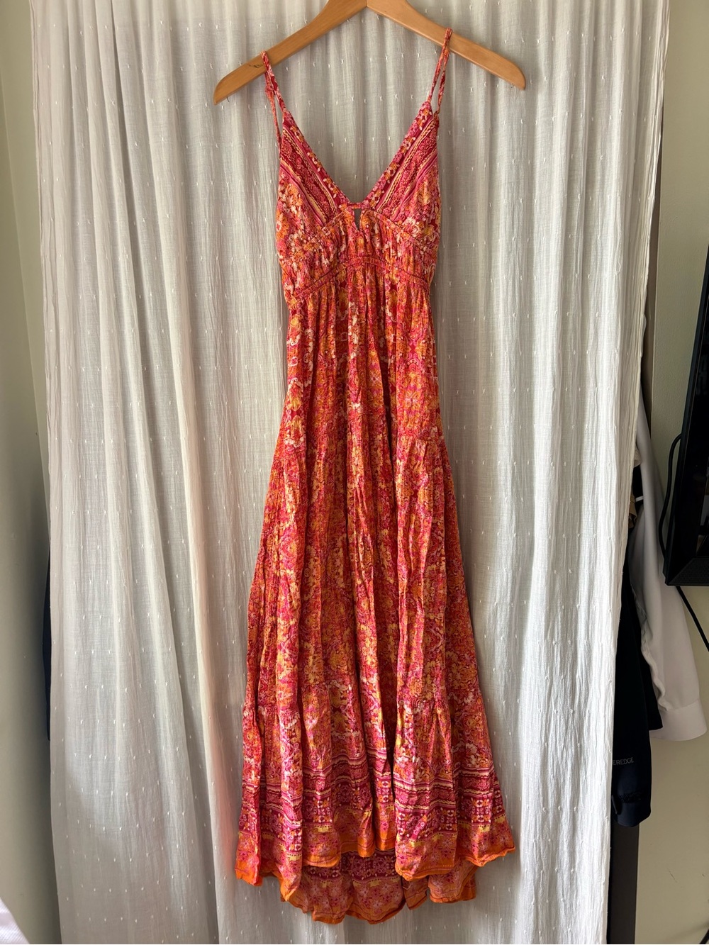 Angie Coral Pink and Orange Floral Maxi Dress